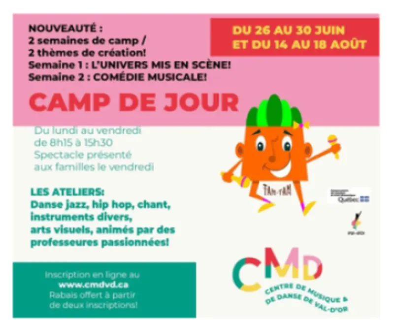 Camp de jour | Centre de musique et de danse de Val-d'Or 