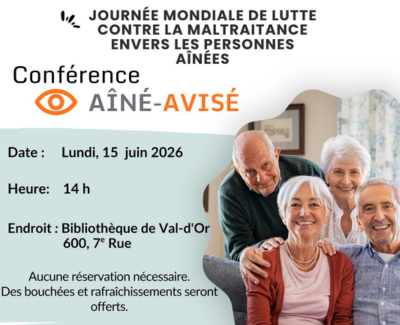 Conférence Aîné-Avisé pour la Journée pour la lutte contre la maltraitance